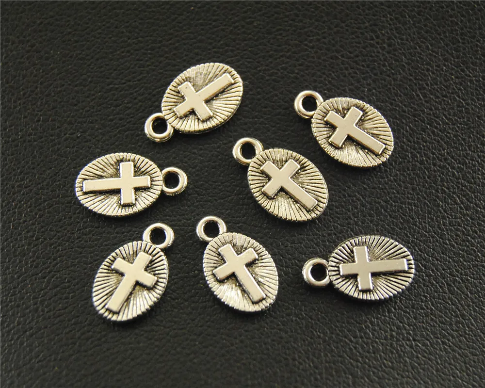 100pcs  Silver Color Metal Cross mini Charm DIY Necklace Bracelet Bangle Findings 8x13mm A1586