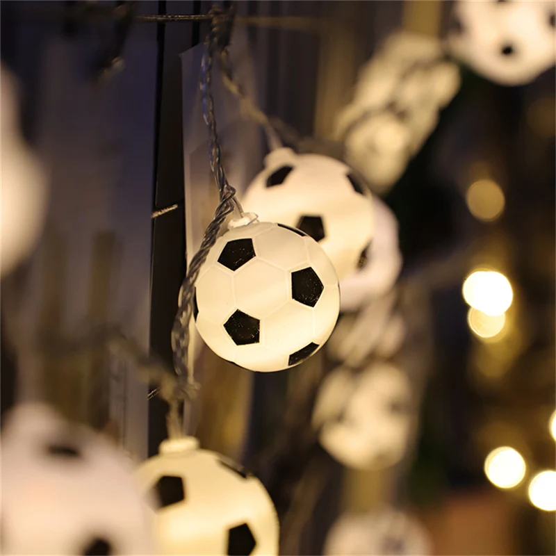 LED Soccer Balls String Garland Decoration Bedrooms Home Theme Party Christmas 3/5M Decorative Football Fairy Lights Battery USB