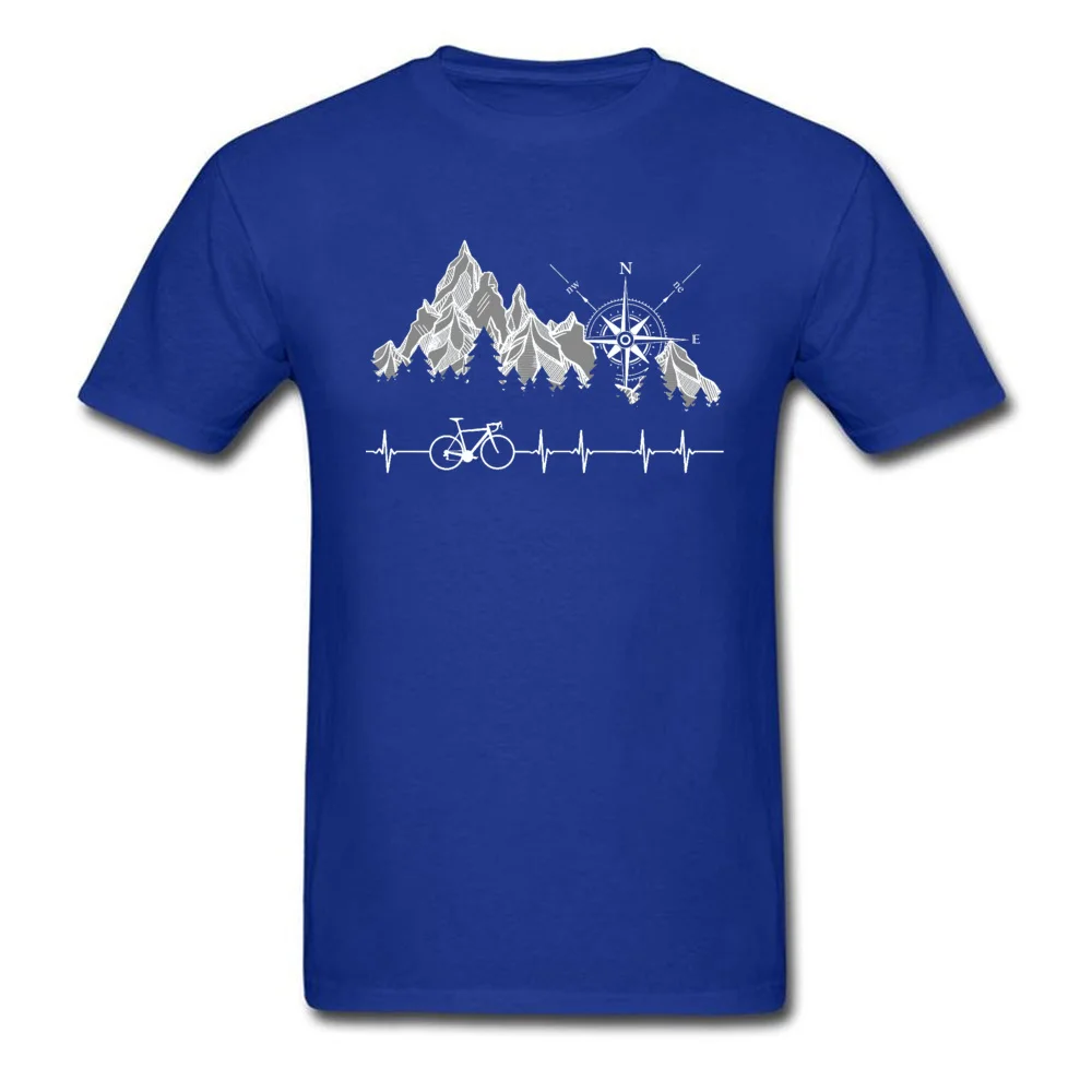 Cycle Life Heartbeat Biker Men Tshirt Mountain Forest Hiking Printed Tops & Tees Compass Bike Casual Funny T-shirts 100% Cotton