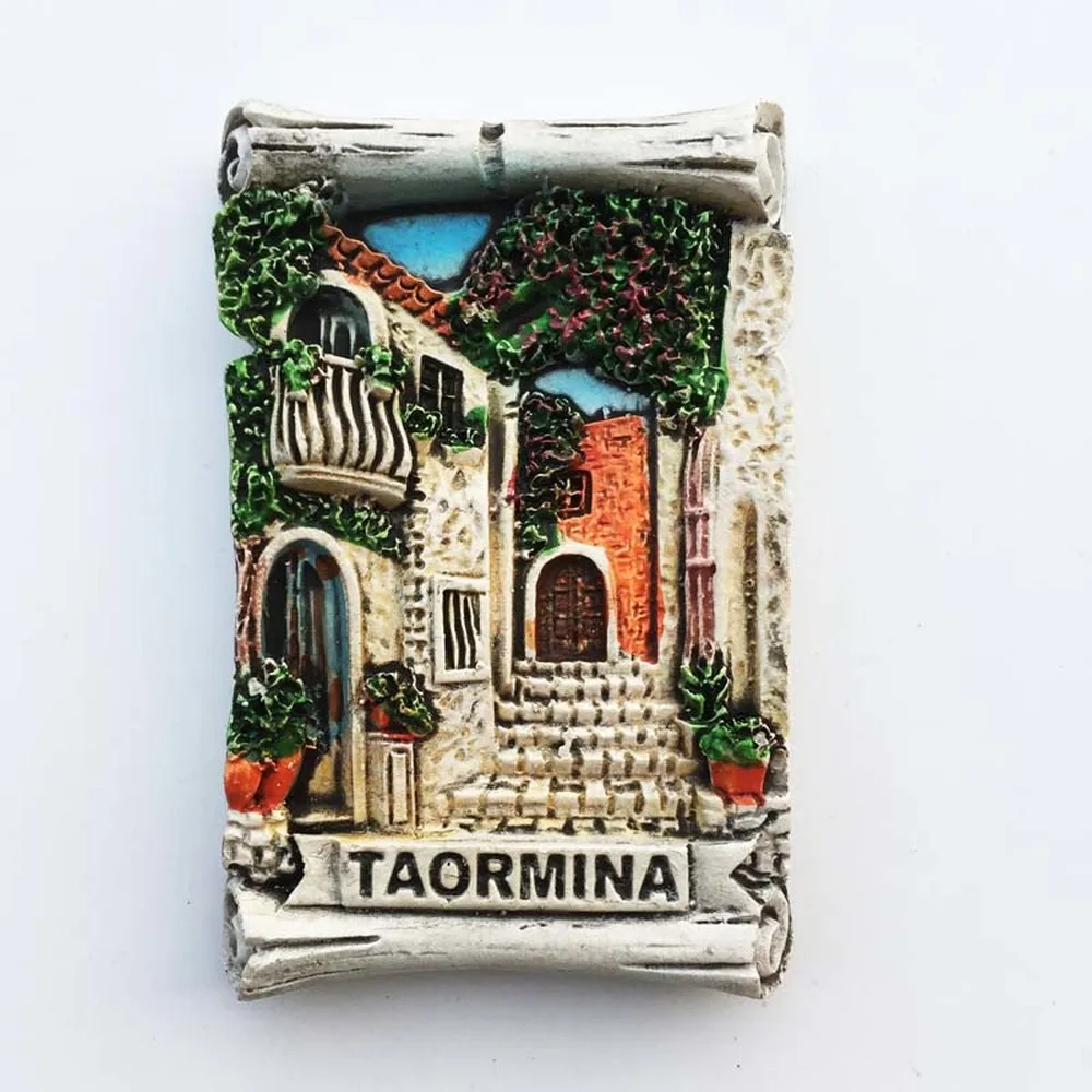 BABELEMI 1pcs Italy Sicily Taormina Street View Fridge Magnet Tourist Souvenir Refrigerator Magnets Stickers Home Decoration