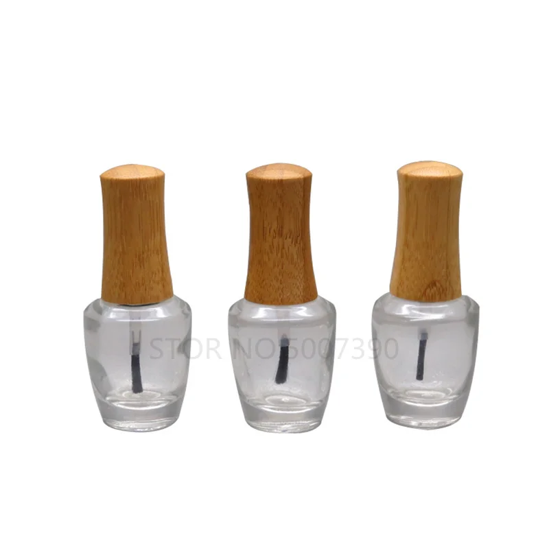 20/40pcs 15ml Empty Nail Polish Bottles Bamboo Cap Nail Gel Bottle Container With A Lid Brush Makeup Nail Gel Containers Bottles