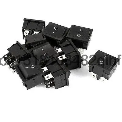 AC 250V 6A 125V 15A 6 Termials DPDT ON/OFF 2 Positions Rocker Switch Black 10Pcs