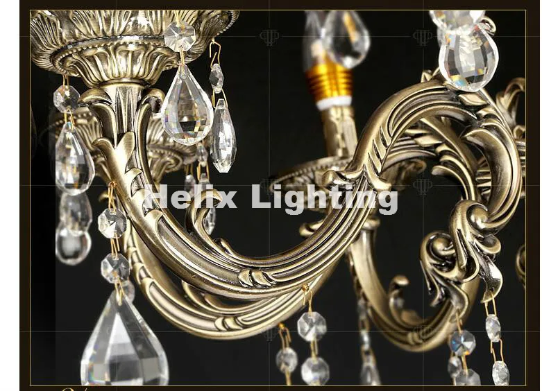Free Shipping  Antique Brass Color Crystal Chandelier Lingting Decora Luxurious E14 AC Crystal Lamp Lustre Suspension Lighting
