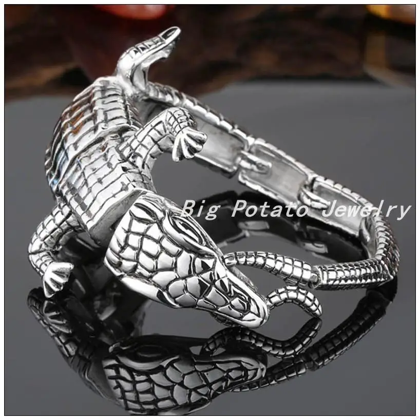 

Top Design 316L Stainless Steel Silver Color Sexy Crocodile Bracelet Bangle Men's Chain,Fashion Jewelry High Quality