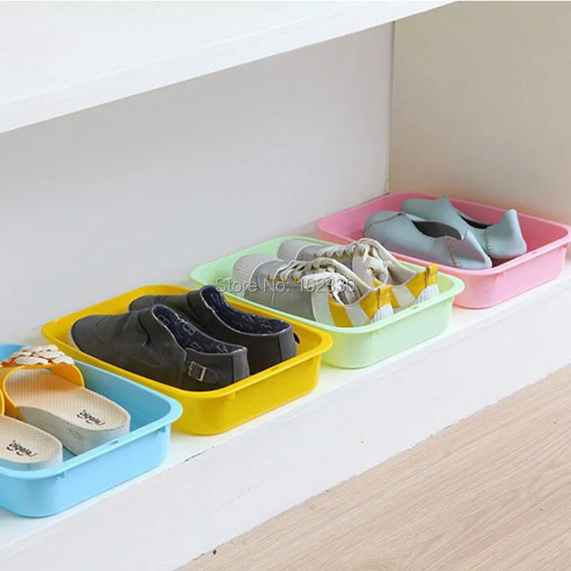 

Creative Shoe Box Case Plastic Square Storage Boxes & Bins Sundries Container Stackable Shoes Organizer