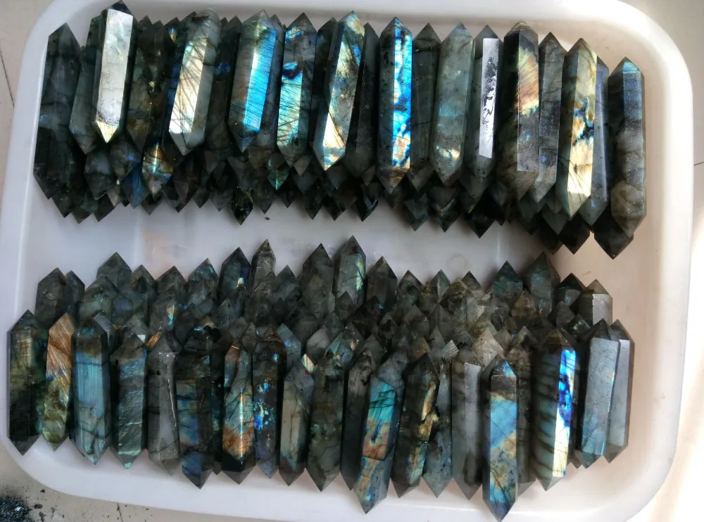 

TOP!!! 2.2lb NATURAL beautiful Labradorite Crystal dt wand Point Healing