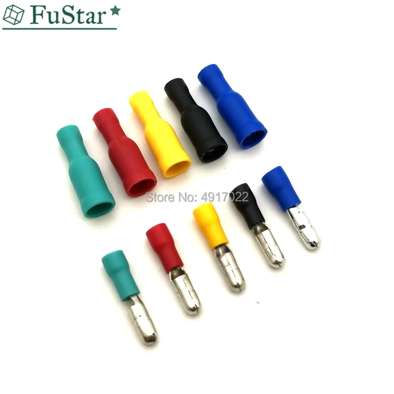 50pcs/25Set Female / Male Bullet Butt Connector Wire Crimp Terminals Insulated Bullet Terminals 5 Colors MPD1.25-156 FRD1-156