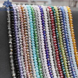 Wholesale 2/3/4/6/8mm Plating Bicone Crystal Beads AB Color Faceted Glass Wheel Beads for Jewelry Making Bracelet Accessories