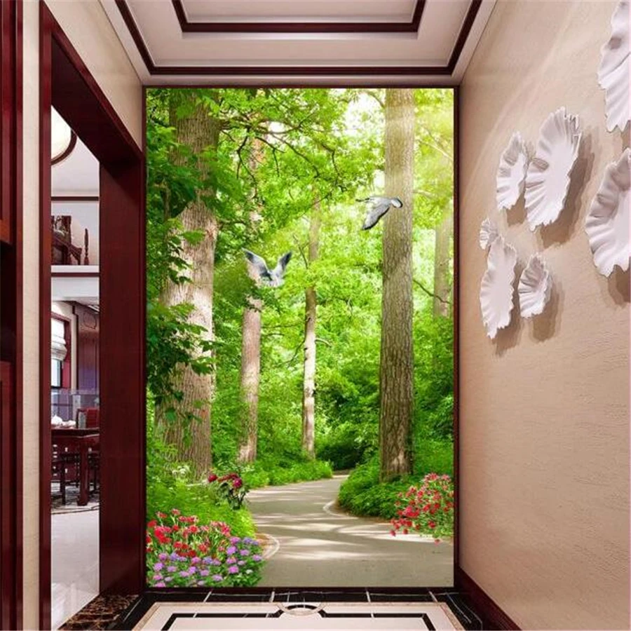 

wellyu Custom wallpaper 3D murals boulevard sunshine path flower vase aisle corridor wallpaper papel de parede 3d papier peint