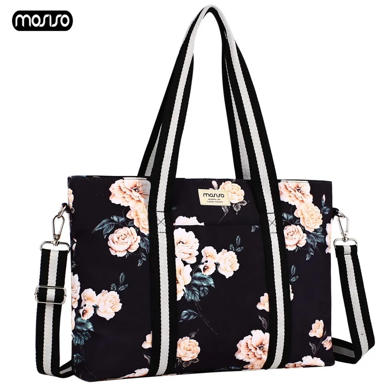 

MOSISO Women Laptop Bag 13.3 14 15 15.6 17.3 inch Notebook Bags for MacBook Pro 15 Canvas Large Totes Bag Computer Shoulder Bag