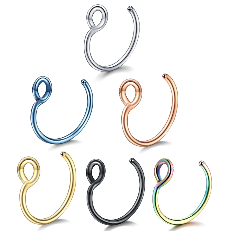 1PC Steel Faux Septum Rings Hoop Piercings Fake Nose Rings Clip on Nose Rings Fake Cartilage Earring Piercings Jewelry