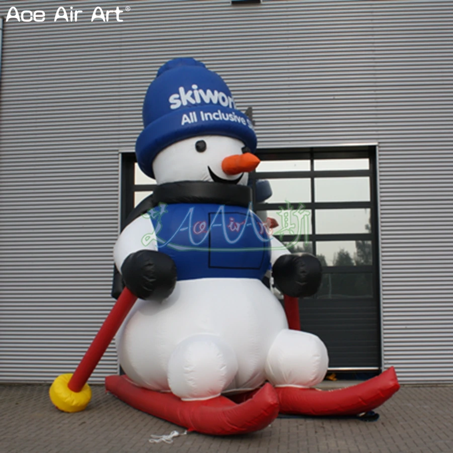 New Arrived Design Snowman Inflatable Ski Snowman Model Warrior Replica with All Ski Equipment for Sale