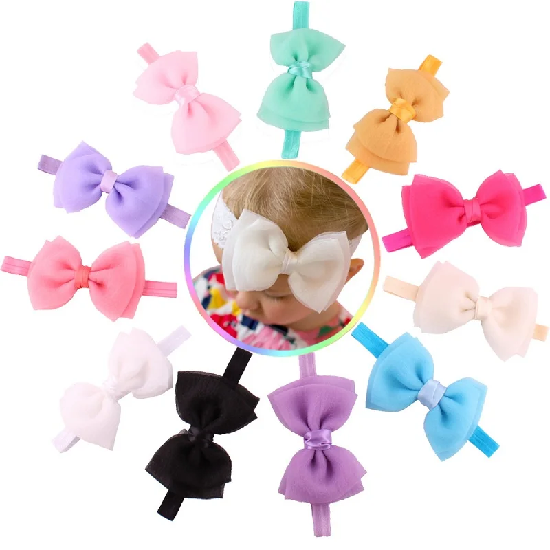 Hooyi Tuch Seide Bowties Baby Hair Haar Clip Mode Stirnband Kinder Haarband Headwear Zubehör Top Qualität H31