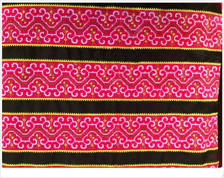 miao hmong embroidery crochet cotton fabric lace trim 10cm dress collar ribbon tape webbing ethnic tribal india boho gypsy DIY