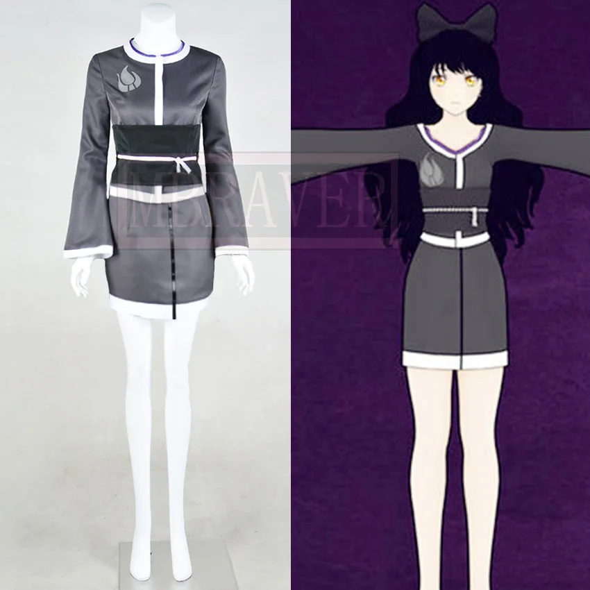 Blake Belladonna Team Cosplay Costume Kimono Dress grigio nero uniforme Party Halloween camicia da notte Costume