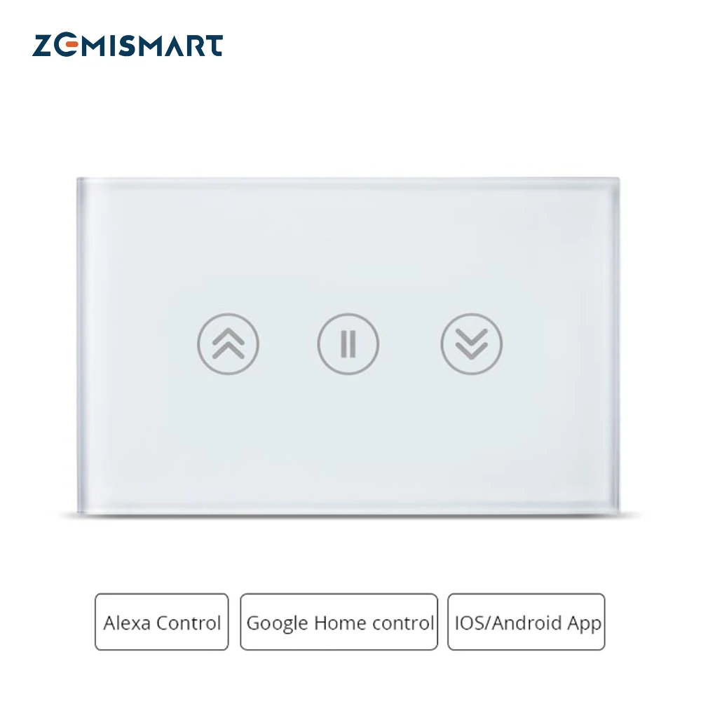 Zemismart-interruptor de cortinas smart life, wi-fi, controle por aplicativo alexa echo tuya, retroiluminação, interruptor liga/desliga, google home