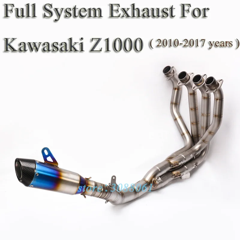 Z1000 Motorcycle Full System Exhaust Modified Stainess Steel Front Link Pipe Carbon Muffler Slip On For Kawasaki Z1000 2010-2017