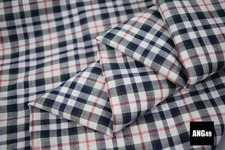 Summer cotton and linen fabric woven check  black-and-white red and white shirt cloth dress pajamas and clothing fabric