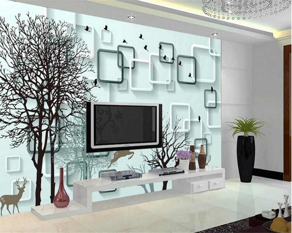 

Beibehang Custom 3d Photo Room wallpaper for walls 3d Wallpaper Abstract Trees Flying Birds TV Background Walls Wallpaper Mural