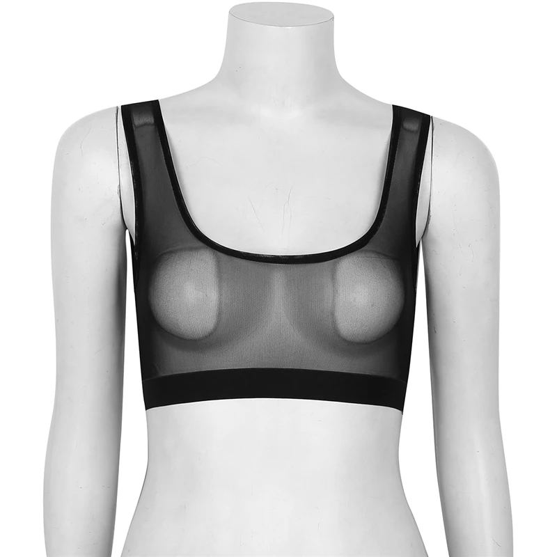 Haut Femme Tank Top Women Sexy Bralette Top Workout Bustier Crop Tops Fashion Ladies Black Mesh Fitness Tight Halter Top Shirt