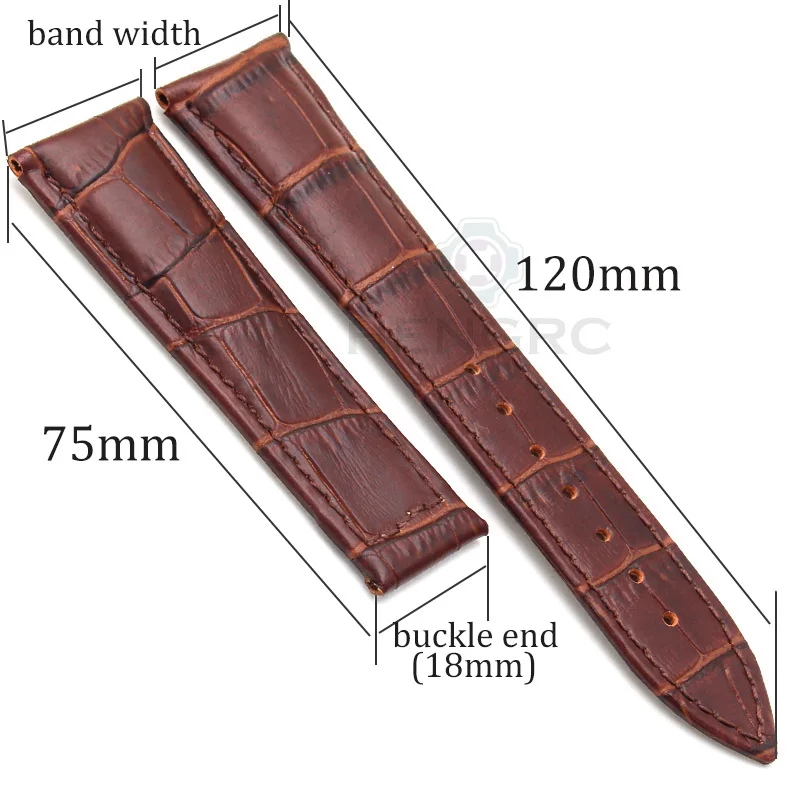 Wholesale Watchbands 20 22mm Genuine Leather Watch Band Strap Black Brown Orange Belt Replacement No Buckle For Omega