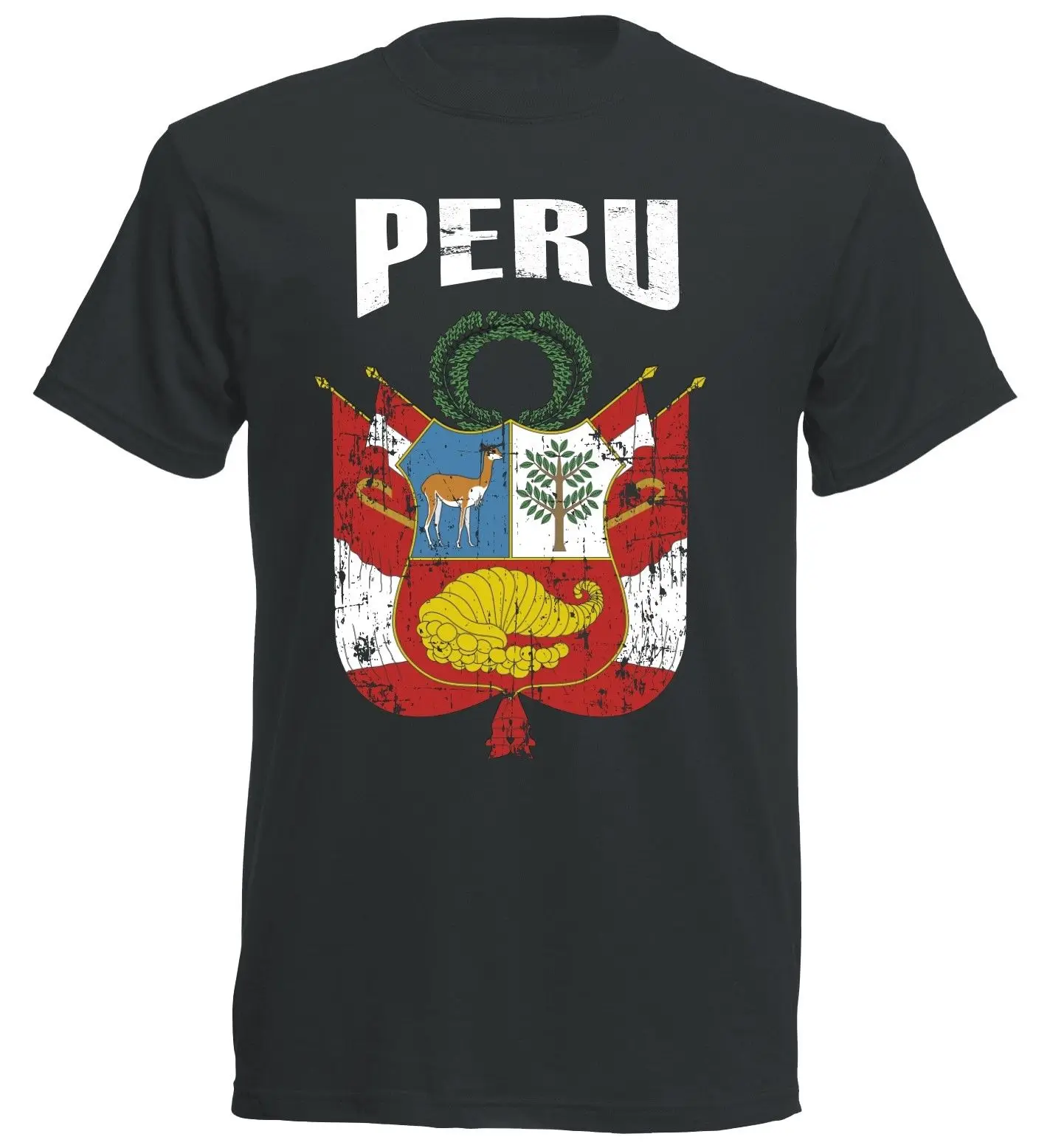 Simple Short-Sleeved Cotton T-Shirt Peru T-Shirt Men's Footballer