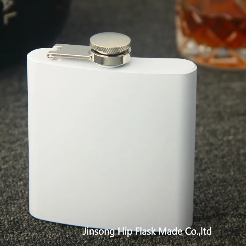 قارورة الورك من الفولاذ المقاوم للصدأ 304 قارورة مطلية بالمسحوق سعة 6 أونصة، درجة الغذاء