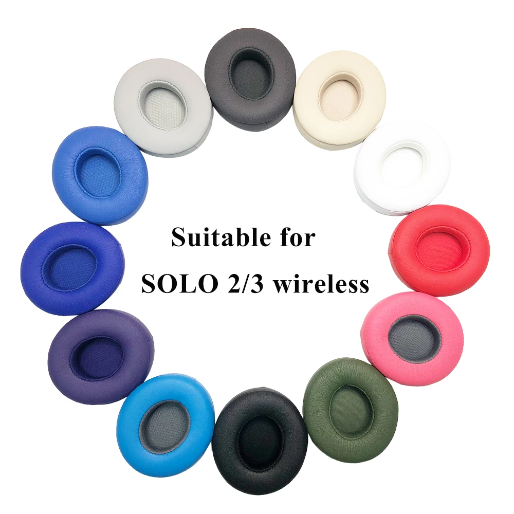 Replacement Ear pads Cushion For Solo 2 Wireless Earpads Earbuds For Beats Solo 3 Wireless Headset Case Ultra-Soft Protein Skin