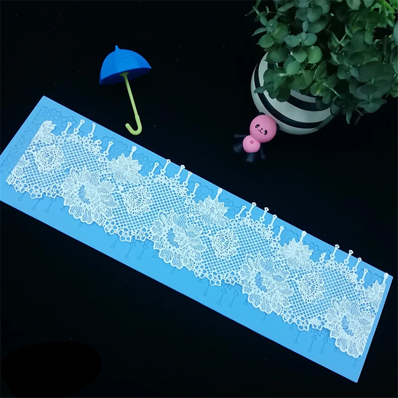 Aomily Flower Lace Skirt Cake Mold Wedding Cake Silicone Fondant Mold Mousse Brim Decor Sugarcraft Icing Mat Pad Pastry Baking