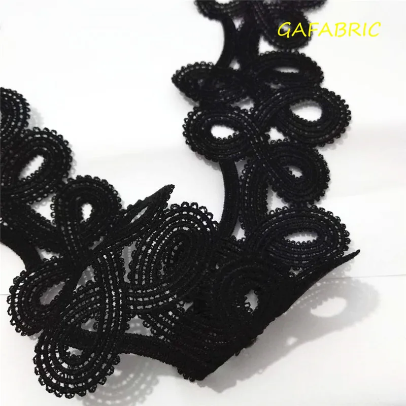 Black/White Clothing Embroidery Hollow Lace Fabric Trim Ribbons 1yard DIY Sewing Handmade Craft Materials Embroidered Fabric