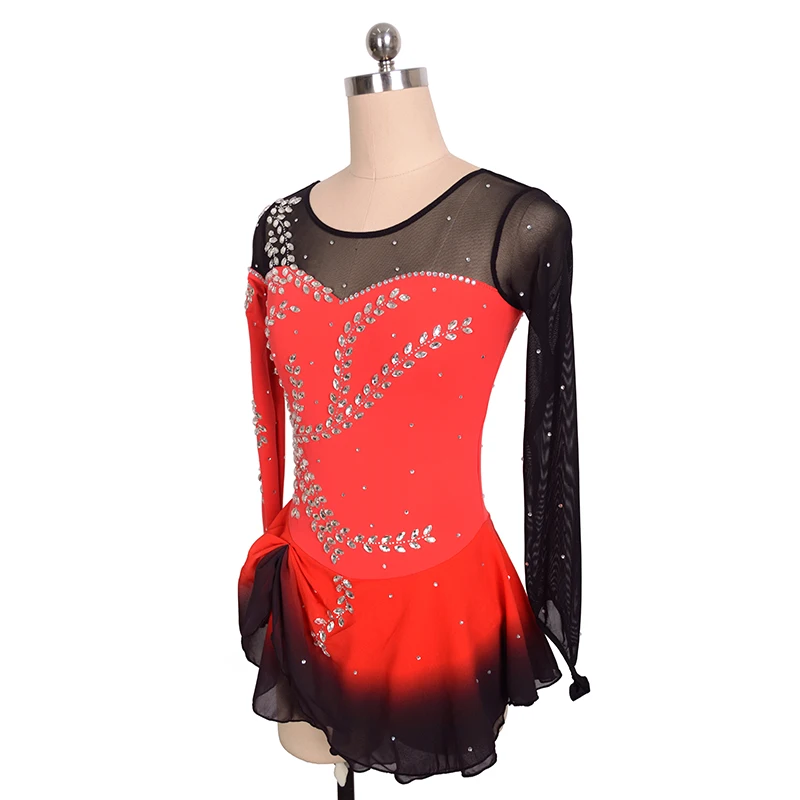 Costume Figure Skating Dress Customized Competition Ice Skating Skirt for Girl Women Kids Performance Water Drop Rhinestones