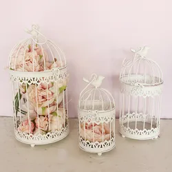 Modern iron wrought metal birdcage white small middle Sets large bird cage decoration hanging flowerpot succulent plants