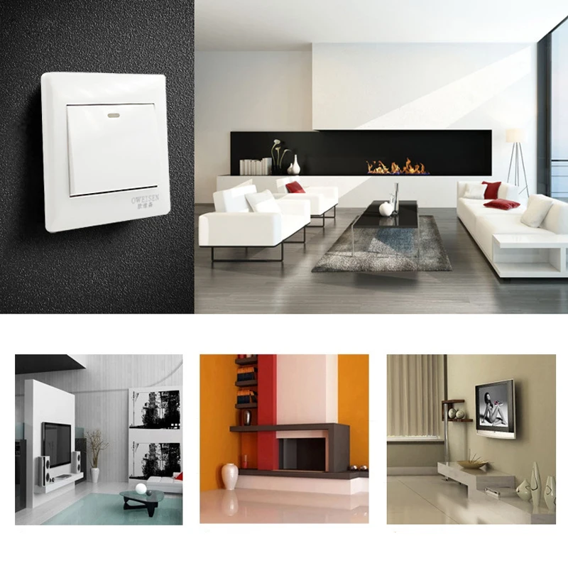 1/2/3/4 Gang 2 Way Push Button Switch Panel Wall Interruptor White PC Frame Panel Light Switch On/Off Wall Switch Controller