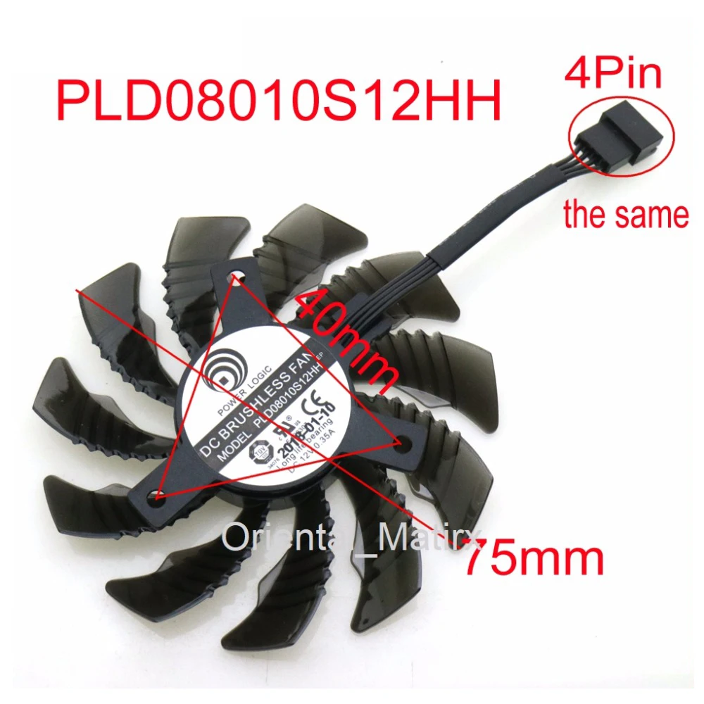 PLD08010S12HH PLD08010S12H DC12V 75mm Fan For Gigabyte GTX1050 1060 1070 1080 G1 N950OC N960G1 N970 Graphics Card Cooling Fan