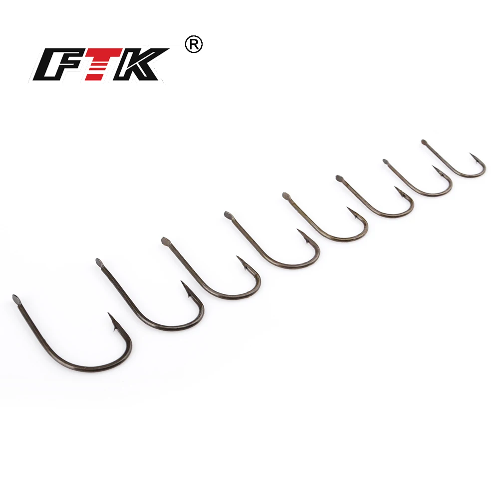 FTK 100Pcs/Lot New Flatted Round Barbed Hook 421BR SIZE1#-SIZE8# Fishing Hooks Jig Carp Anzol Fishhook Fishing Tackle