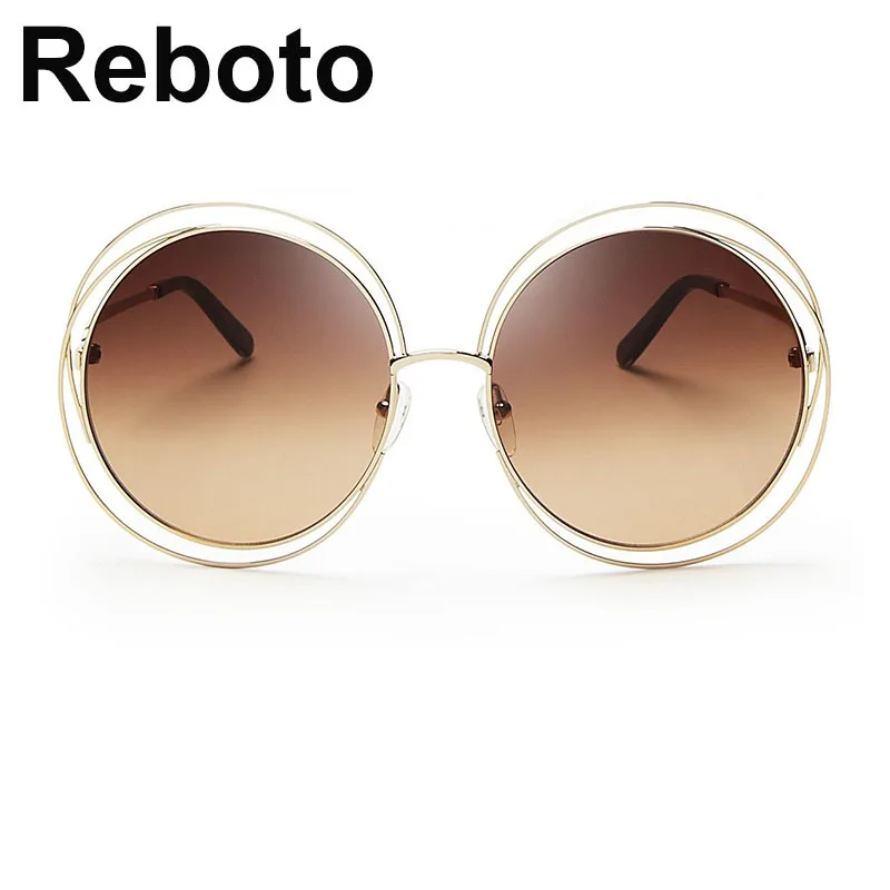 Round Sunglasses Women Retro Mirror Sun Shades For Women Luxury Brown Lens Women\'s Sunglasses Oversized Vintage Glasses Oculos