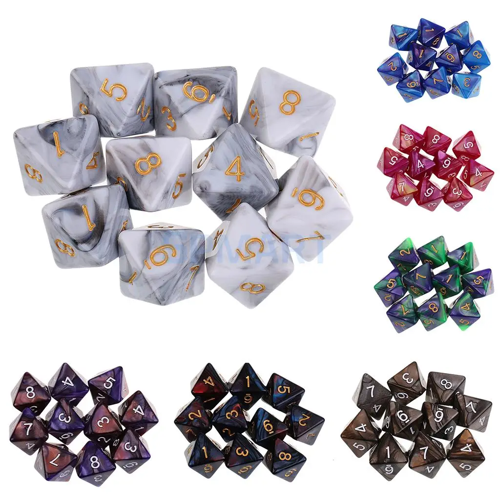 10pcs 8 Sided Dice D8 Polyhedral Dice for Dungeons and Dragons MTG Table Games Games Dice Set Board Game Entertainment Dice