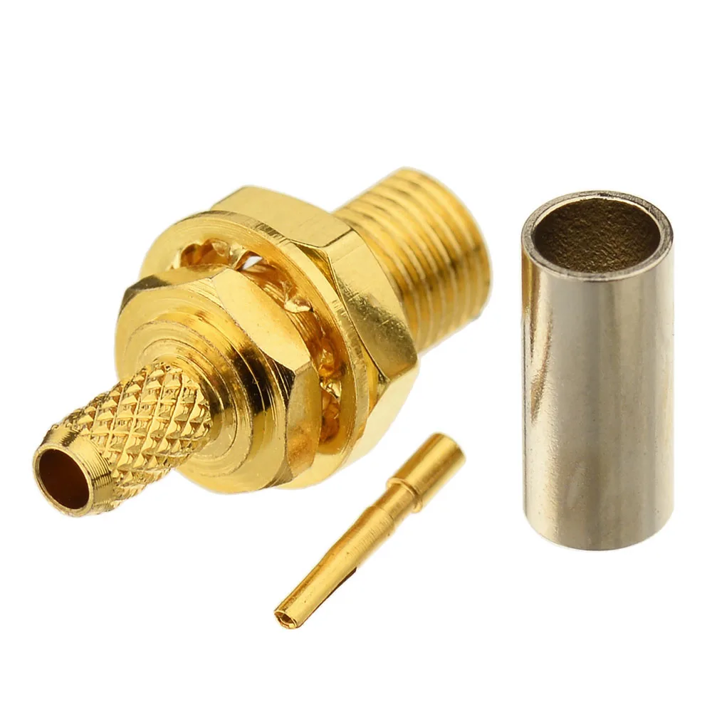 Eightwood MCX Jack Female RF Coaxial Connector Crimp Bulkhead Straight Adapter Solder for RG316,RG174,LMR-100 Coaxial Cable