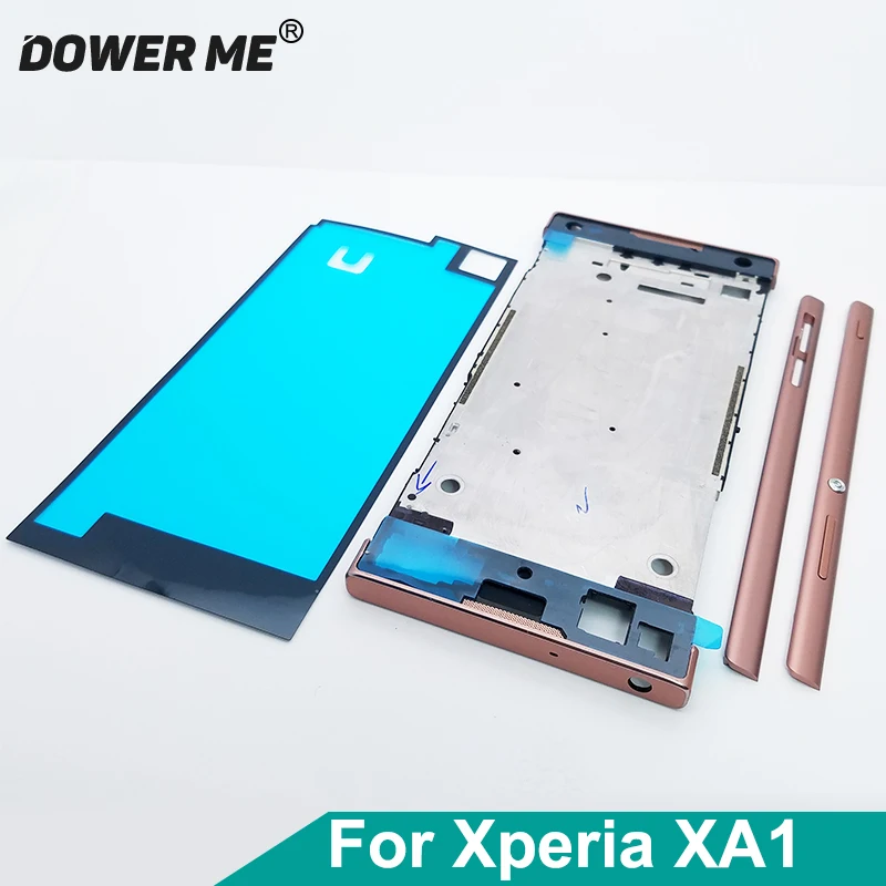 Aocarmo Środkowa ramka podwozia z metalową częścią boczną i przyciskami samoprzylepnymi do Sony Xperia XA1 G3121 G3125 G3112 G3116 5 cali