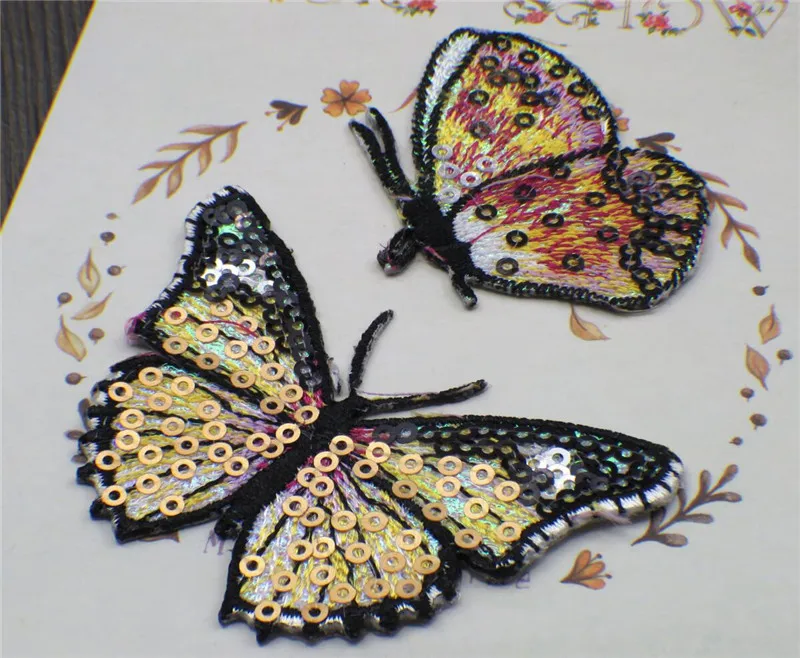 AHYONNIEX Marke 1PC pailletten schmetterling patch Eisen auf patches für kleidung kostüm kleber stickerei paste rock dekoration – Detail 12