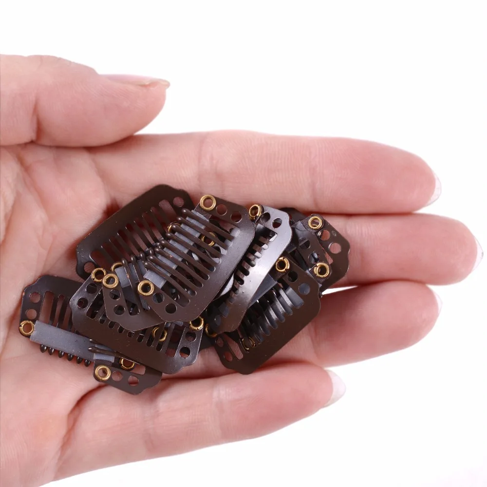 100pcs 28mm 8teeth wigs Clips with silicone back for Hair Extensions accessories 4 colors available