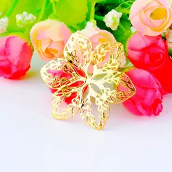Retail 10Pcs Gold Tone Filigree Flower Wraps Connectors Metal Crafts Decoration DIY Findings Connectors 3.2x2.9cm