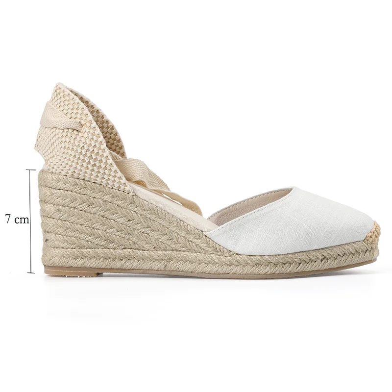 Espadrille Sandal 2021 Sandalias Mujer New 0-3cm Tienda Soludos Womens Wedge Sandals Cap Toe Concise Cotton Fabric {sandals}