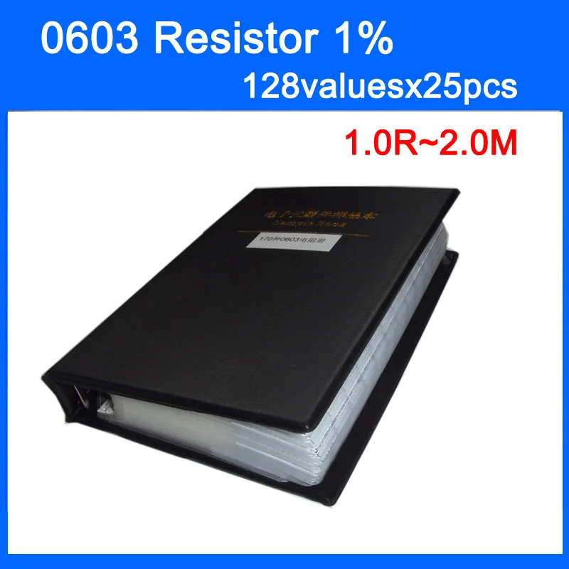 

New 0603 SMD Resistor 128valuesx25pcs=3200pcs Sample Book 1% Tolerance E96 E24 Series Resistor Kit 1.0R~2.0M