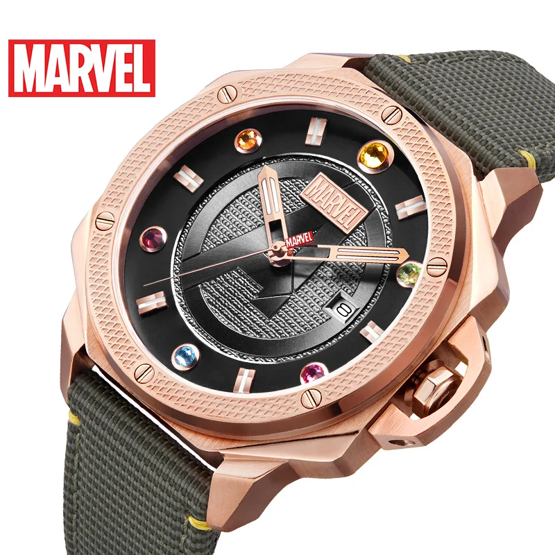 official Marvel Avengers men quartz Watches waterproof rhistone luminous calendar stainless steel 9062 Relogio Masculino