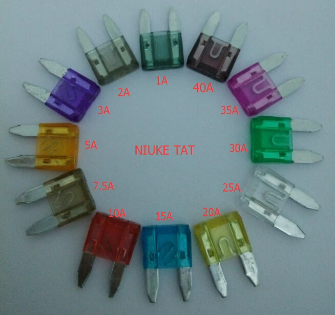 120pcs/bag Mini blade Auto fuse Kit Blade Fuse Car fuse kit Assortment 1A 2A 3A 5A 7.5A 10A 15A 20A 25A 30A 35A 40A each of 10pc