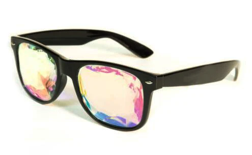 Fashion black frame kaleidoscope glasses with prism glass lens