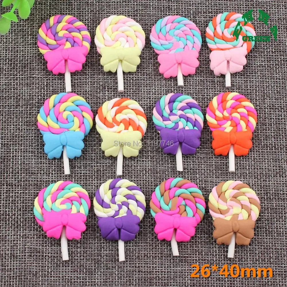 Lolly Charms for Kids Lollipop Charm Pendant 5pcs Polymer Clay Cabochon Charms Candy Food Decoden DIY Jewelry Accessories