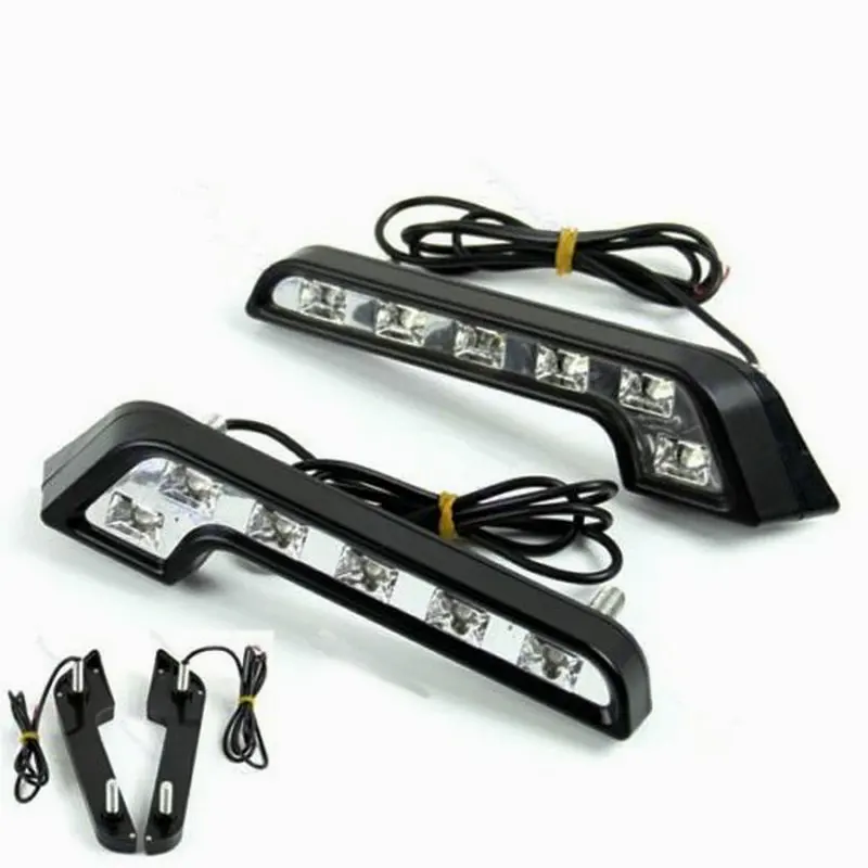 2pcs 6-LED Daytime Running L-Shaped Day Light Car Daytime Light Safety Lamps Driving Light 7-Shaped