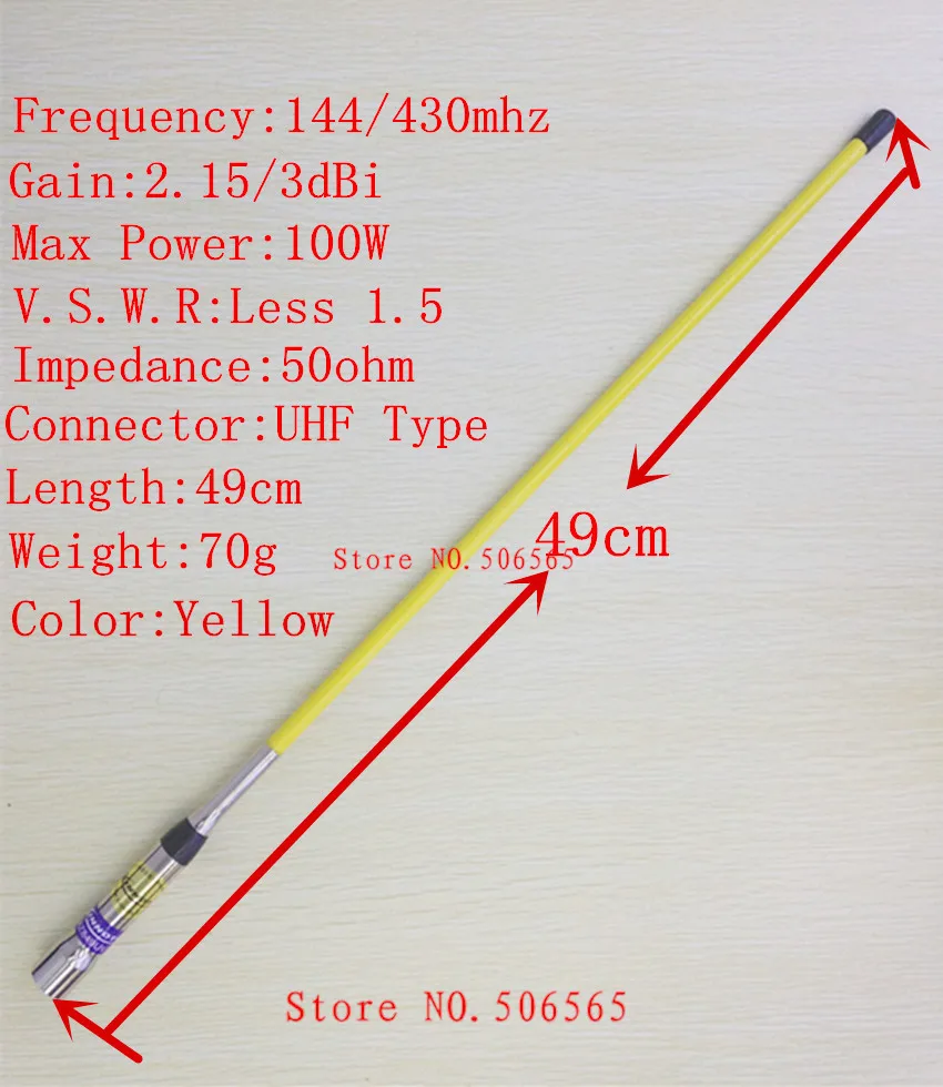 KINNOTA Fiber Glass Yellow UHF&VHF dual band 144/430mhz antenna for Kenwood Motorola Yaesu etc Car Mobile Radio 100W High Gain